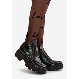 Zazoo 60451 Dámské kožené kotníkové boty s ozdobou, lakovaná černá 1