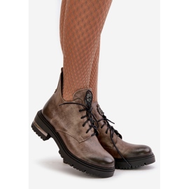 Zazoo 60309 Dámské kožené ploché boty Tmavě béžová béžový 1