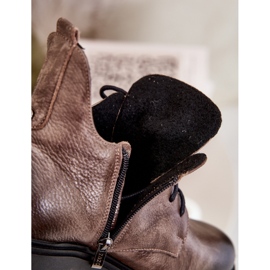 Zazoo 60309 Dámské kožené ploché boty Tmavě béžová béžový 2