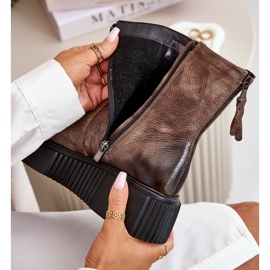 Zazoo 60369 Dámské kožené kotníkové boty na platformě, tmavě béžová béžový 2