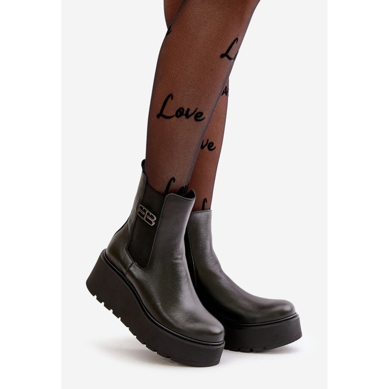 Zazoo 60498 Dámské Chelsea boty na platformě a klínku, černé černá 1