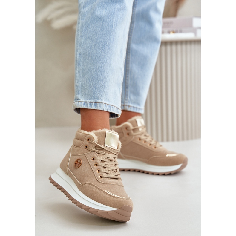 Dámská zateplená sportovní obuv na platformě Khaki Ariatte béžový 2