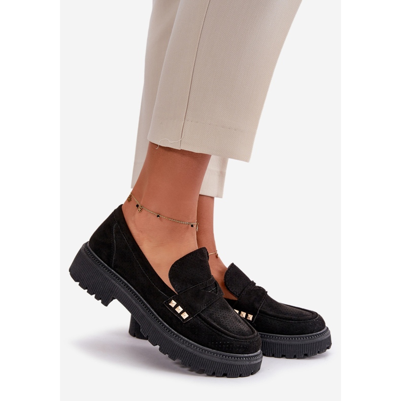 Dámské prolamované boty mokasíny Black Tannes černá 1