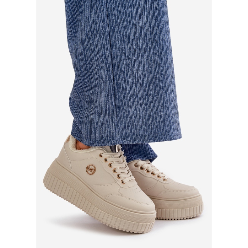 Dámské zateplené sportovní tenisky s robustní podrážkou, béžová Ardiela béžový 1