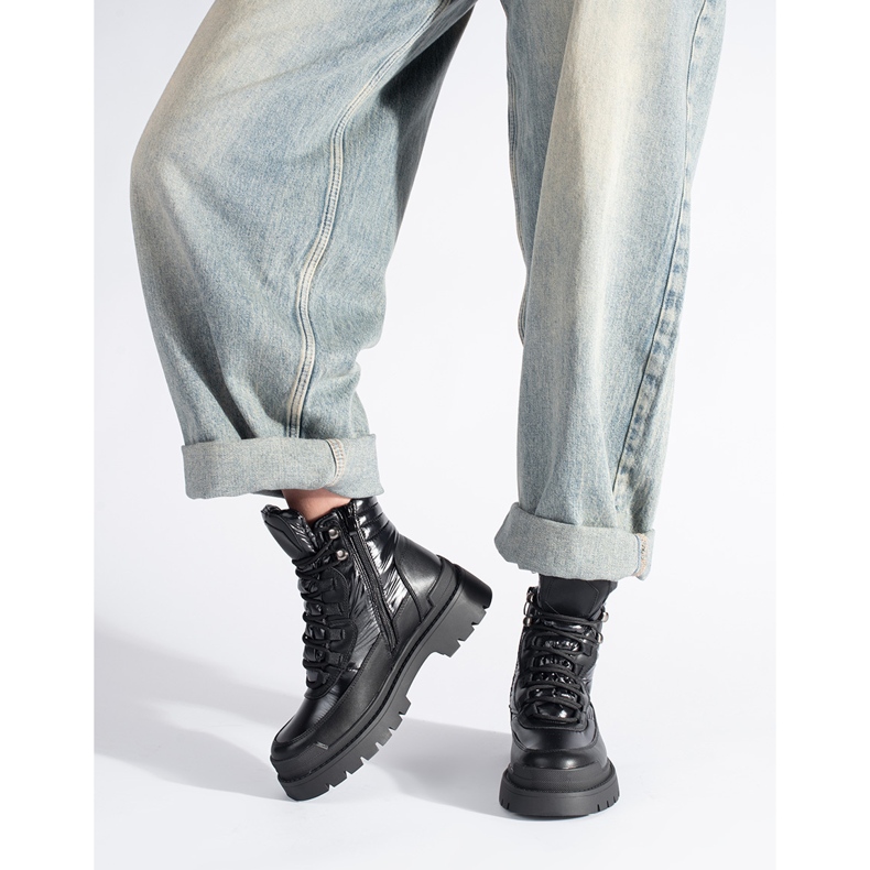 Černé kotníkové boty se silnou podrážkou Sergio Leone černá 1