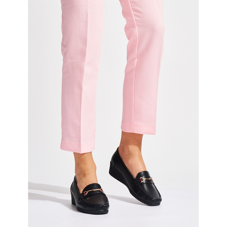 Černé mokasíny na klínku černý 1