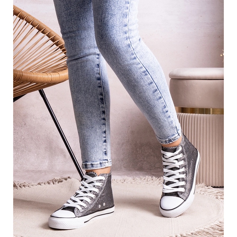 Lesklé černé vysoké tenisky značky Ranifali černá 1