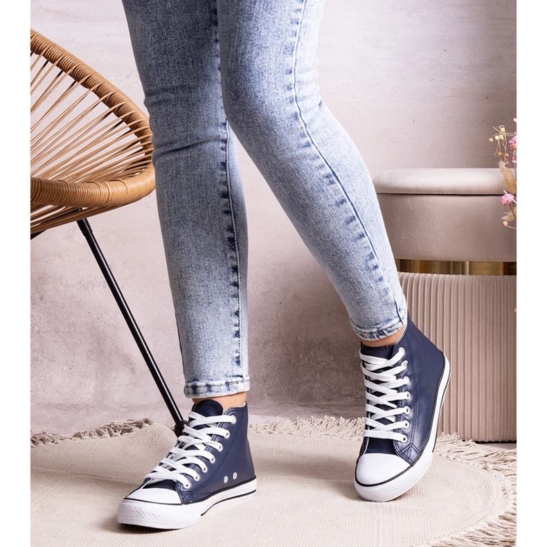 Námořnicky modré vysoké tenisky z eko kůže značky Boniface modrý 1