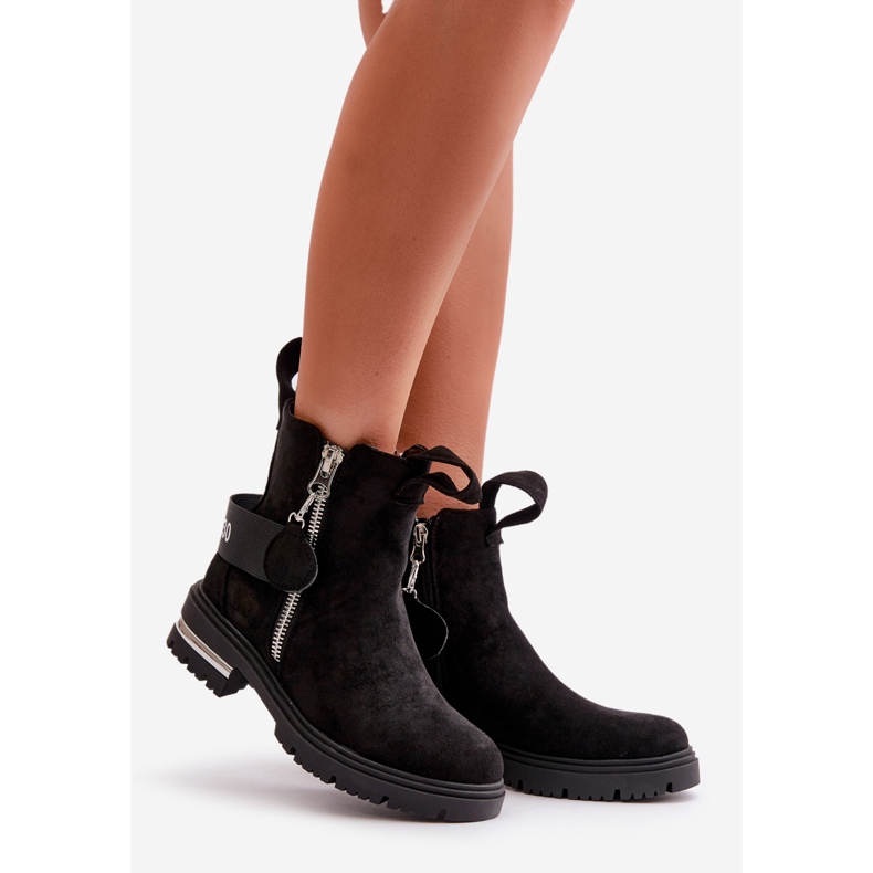 Dámské zateplené kozačky na zip Black Calvaro černá 1