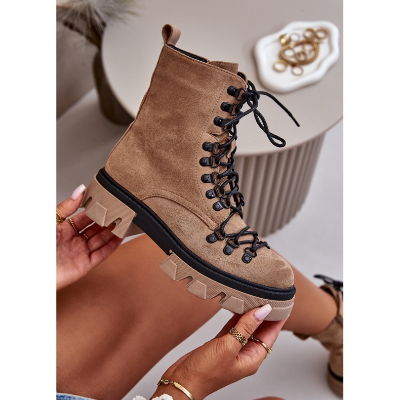 Teplé semišové boty se zavazováním hnědé pierro hnědý 2