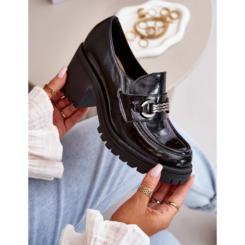 Dámské lakované boty Zazoo 20175 na vysokém podpatku, přírodní kůže, černá 2