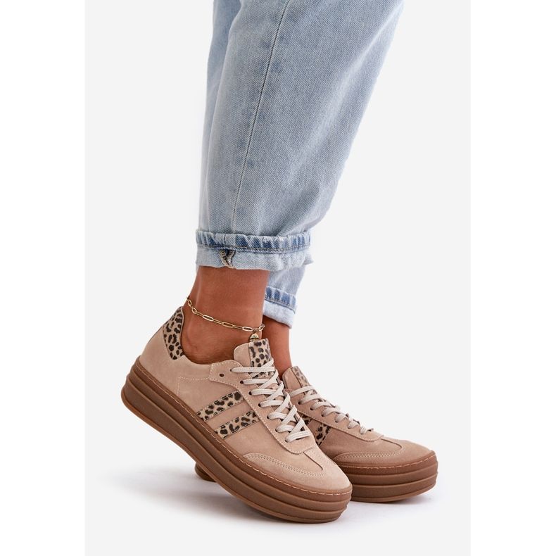 Dámské semišové tenisky Zazoo N1068S4 na platformě Leopard Pink růžový 1