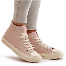 Dámské zateplené tenisky vyrobené z eko kůže Pink Big Star OO274933 růžový 16