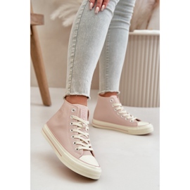 Dámské zateplené tenisky vyrobené z eko kůže Pink Big Star OO274933 růžový 8