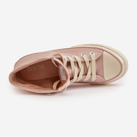 Dámské zateplené tenisky vyrobené z eko kůže Pink Big Star OO274933 růžový 4