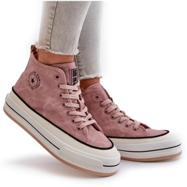 Zateplené dámské tenisky na platformě z eko kůže Big Star OO274068 Pink růžový 11