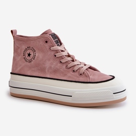 Zateplené dámské tenisky na platformě z eko kůže Big Star OO274068 Pink růžový 5