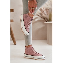 Zateplené dámské tenisky na platformě z eko kůže Big Star OO274068 Pink růžový 7