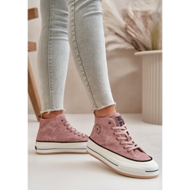 Zateplené dámské tenisky na platformě z eko kůže Big Star OO274068 Pink růžový 8