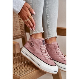 Zateplené dámské tenisky na platformě z eko kůže Big Star OO274068 Pink růžový 10