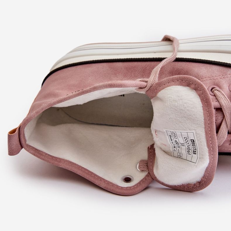 Zateplené dámské tenisky na platformě z eko kůže Big Star OO274068 Pink růžový 2