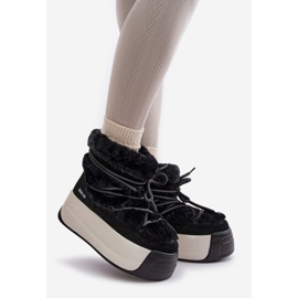 Dámské kožené sněhule na silné podrážce s kožíškem Big Star OO274A206 Černá 1