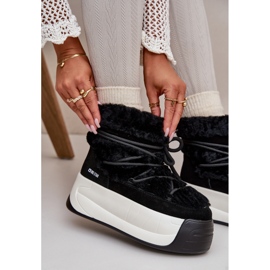 Dámské kožené sněhule na silné podrážce s kožíškem Big Star OO274A206 Černá 2