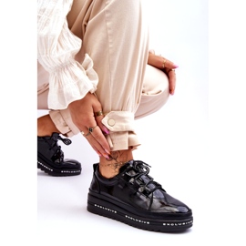 S.Barski Černé lakované tenisky Chantal černý 6