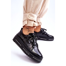 S.Barski Černé lakované tenisky Chantal černá 4