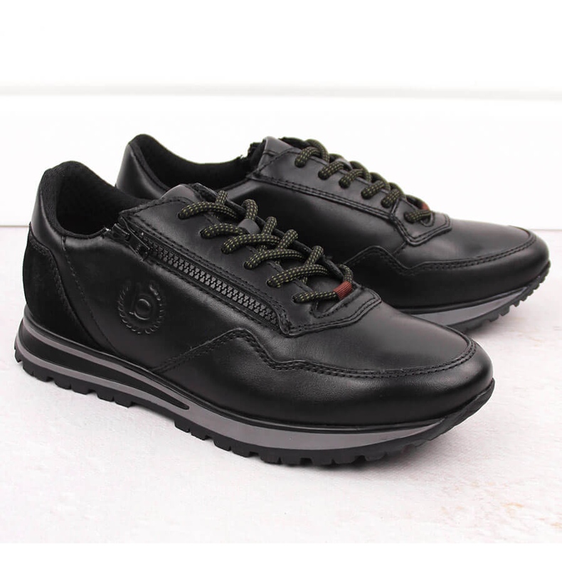 Pánské pohodlné černé kožené boty Bugatti OO153301 černá 1