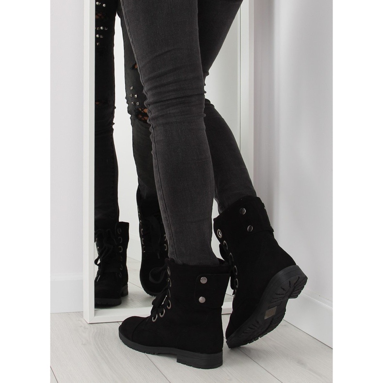 Černé šněrovací pracovní boty 8901 Black černý 2