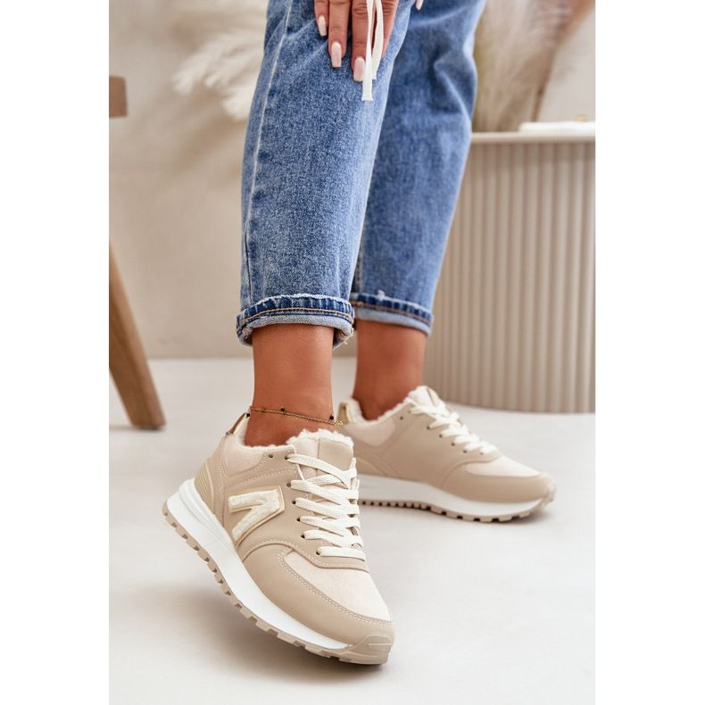 Dámské tenisky, sportovní obuv, podšitá ovčí kůží, béžová Ciamara béžový 2