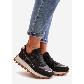 Dámské tenisky, šněrovací sportovní obuv, černá platforma Mialunae 1