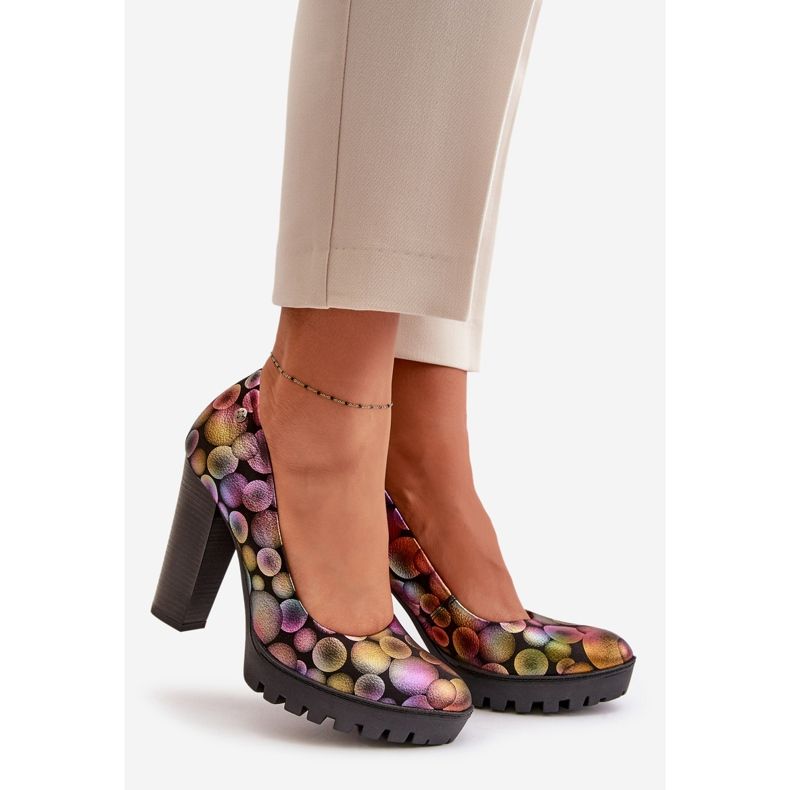 Kožené lodičky na vysokém podpatku Maciejka 02629-39 Vícebarevná černá 1