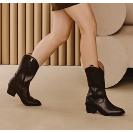 Marco Shoes Kovbojské boty z pravé pravé kůže černý 1