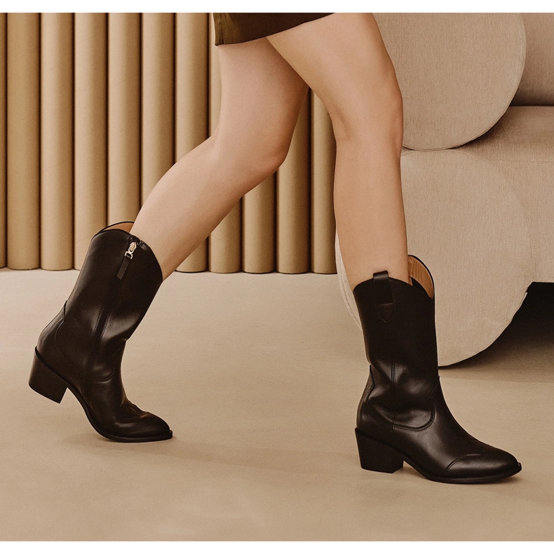 Marco Shoes Kovbojské boty z pravé pravé kůže černá 1