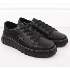 Černé kožené dámské boty na platformě Filippo DP4670 černá 2