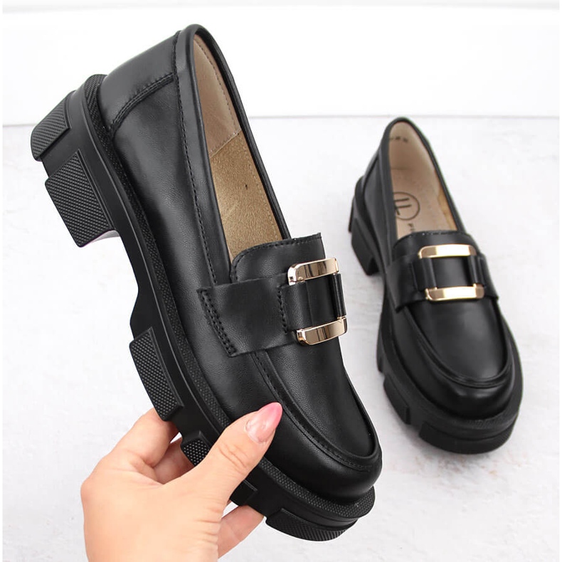 Kožené boty, černé dámské mokasíny Filippo DP6099 černá 1