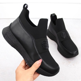 Dámské kožené slip-on boty, černá Artiker 55C0035 černý 1