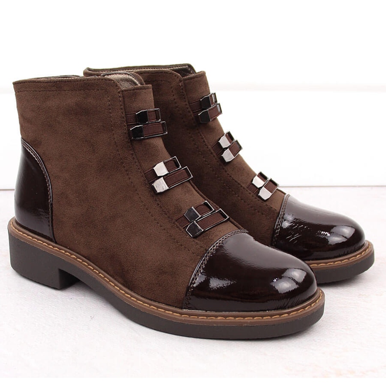 M. DASZYŃSKI Dámské semišové zateplené hnědé kozačky M.Daszyński SA252-4 hnědý 2