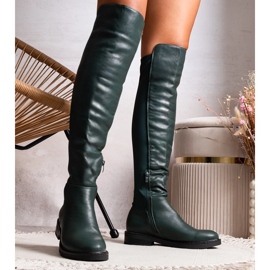 Dlouhé zelené kozačky z eko kůže Polmapina zelená 1