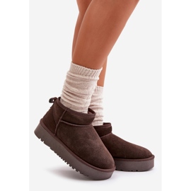 Dámské semišové sněhule na platformě hnědé Nereviana hnědý 1