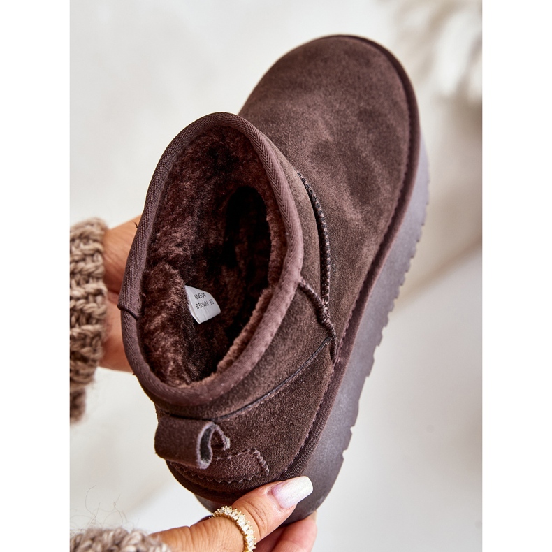 Dámské semišové sněhule na platformě hnědé Nereviana hnědý 2