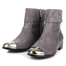 Ideal Shoes Semišové kotníkové boty na zip šedá 4