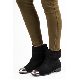 Ideal Shoes Semišové kotníkové boty na zip černý 1