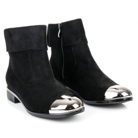 Ideal Shoes Semišové kotníkové boty na zip černá 5