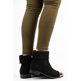 Ideal Shoes Semišové kotníkové boty na zip černý 2