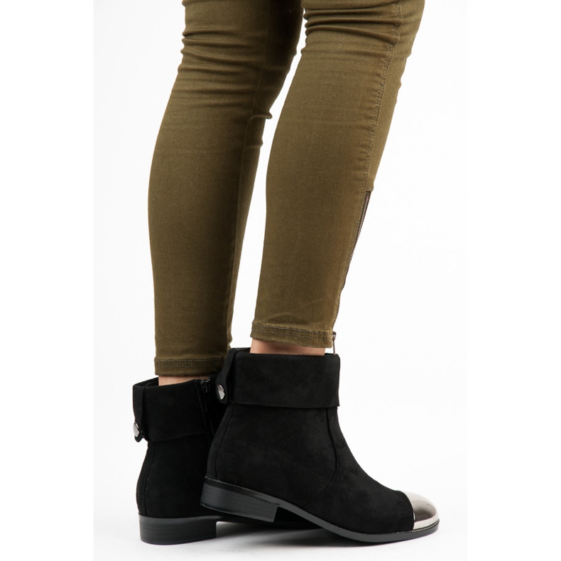 Ideal Shoes Semišové kotníkové boty na zip černý 2
