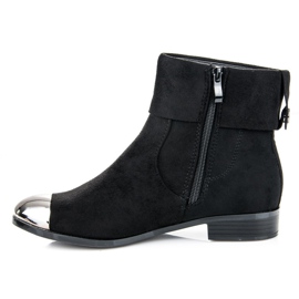 Ideal Shoes Semišové kotníkové boty na zip černá 3