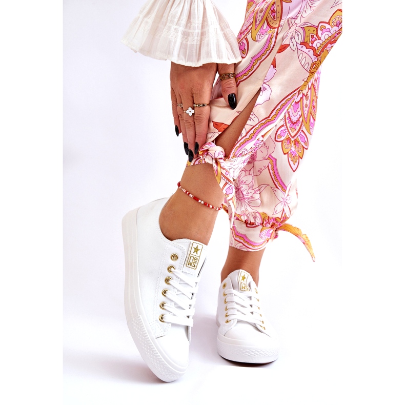 News Dámské klasické tenisky bílé a zlaté Ecoma bílý 1